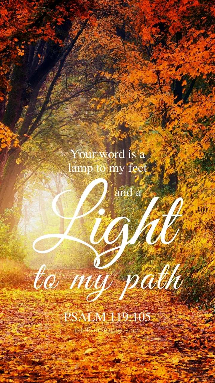 Christian Wallpaper - Autumn Path Psalm 119:105