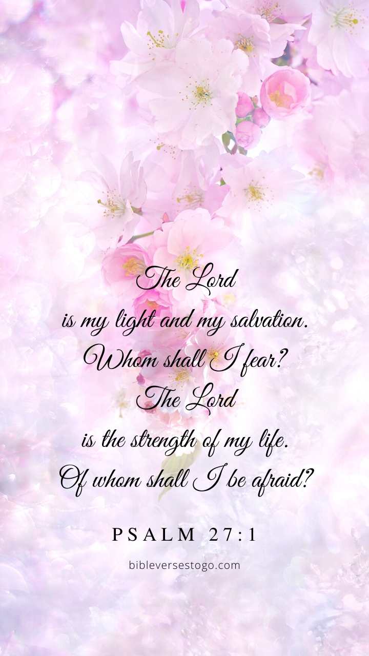 Christian Wallpaper - Cherry Blossom Psalm 27:1