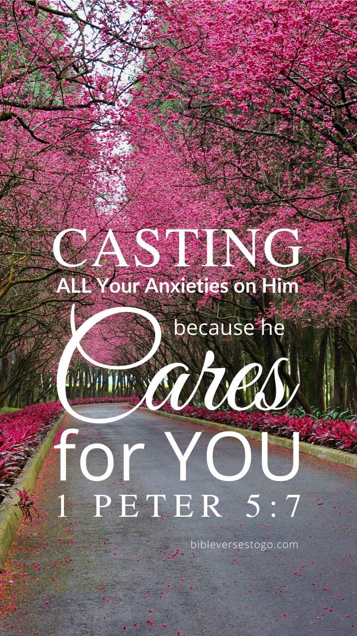 Christian Wallpaper – Cherry Lane 1 Peter 5:7