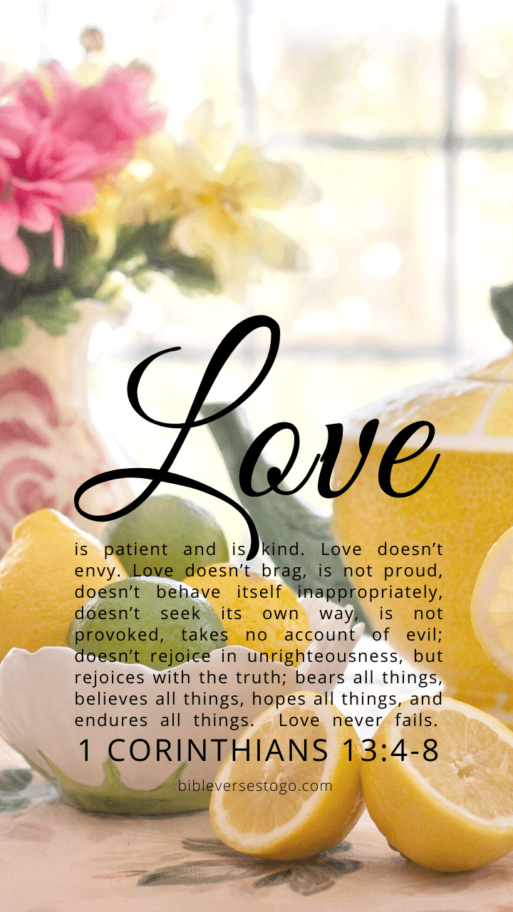 Christian Wallpaper – Citrus Tea 1 Corinthians 13:4-8