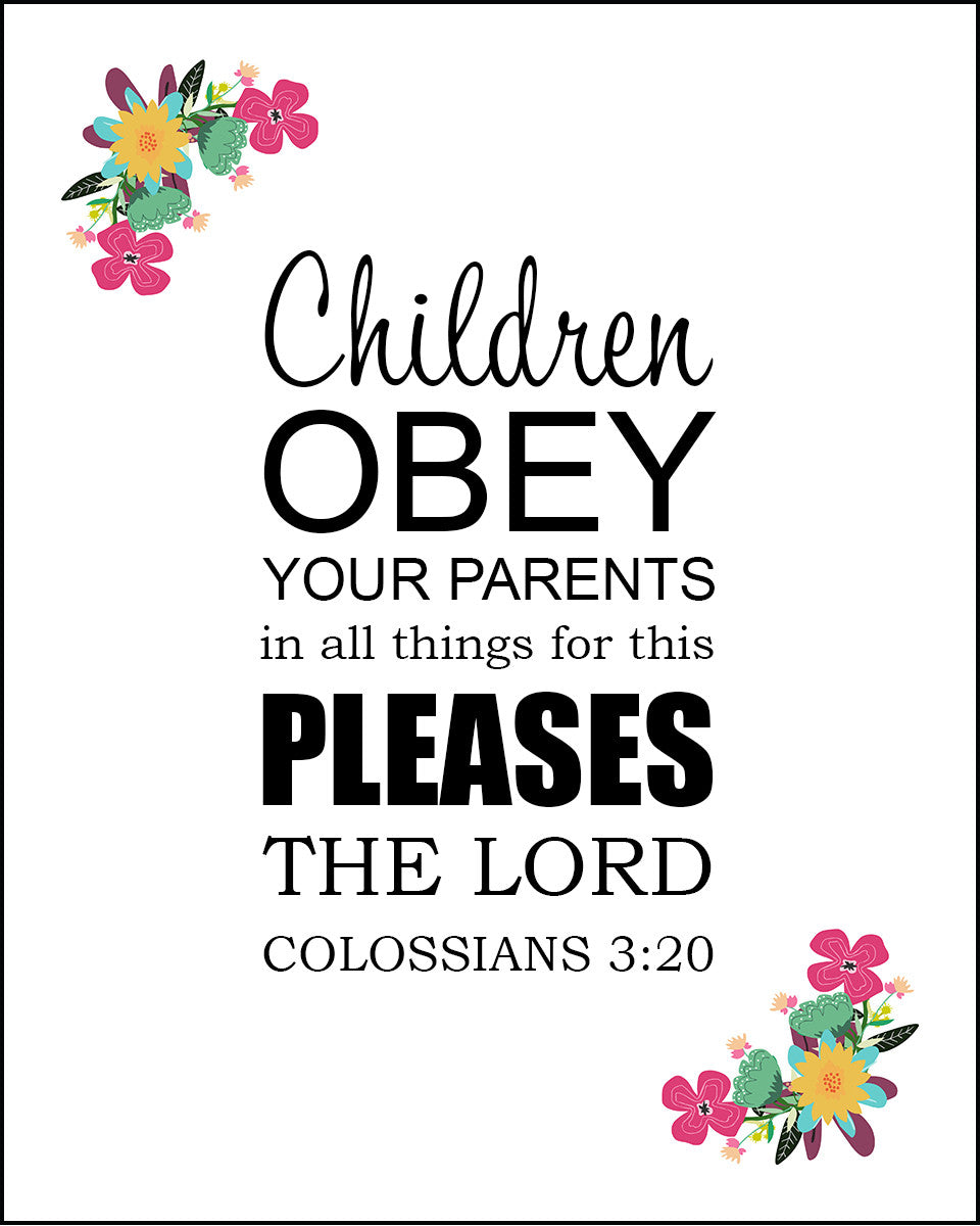 Colossians 3:20 - Children Obey - Bible Verses To Go