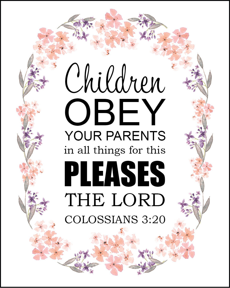 Colossians 3:20 - Children Obey - Bible Verses To Go