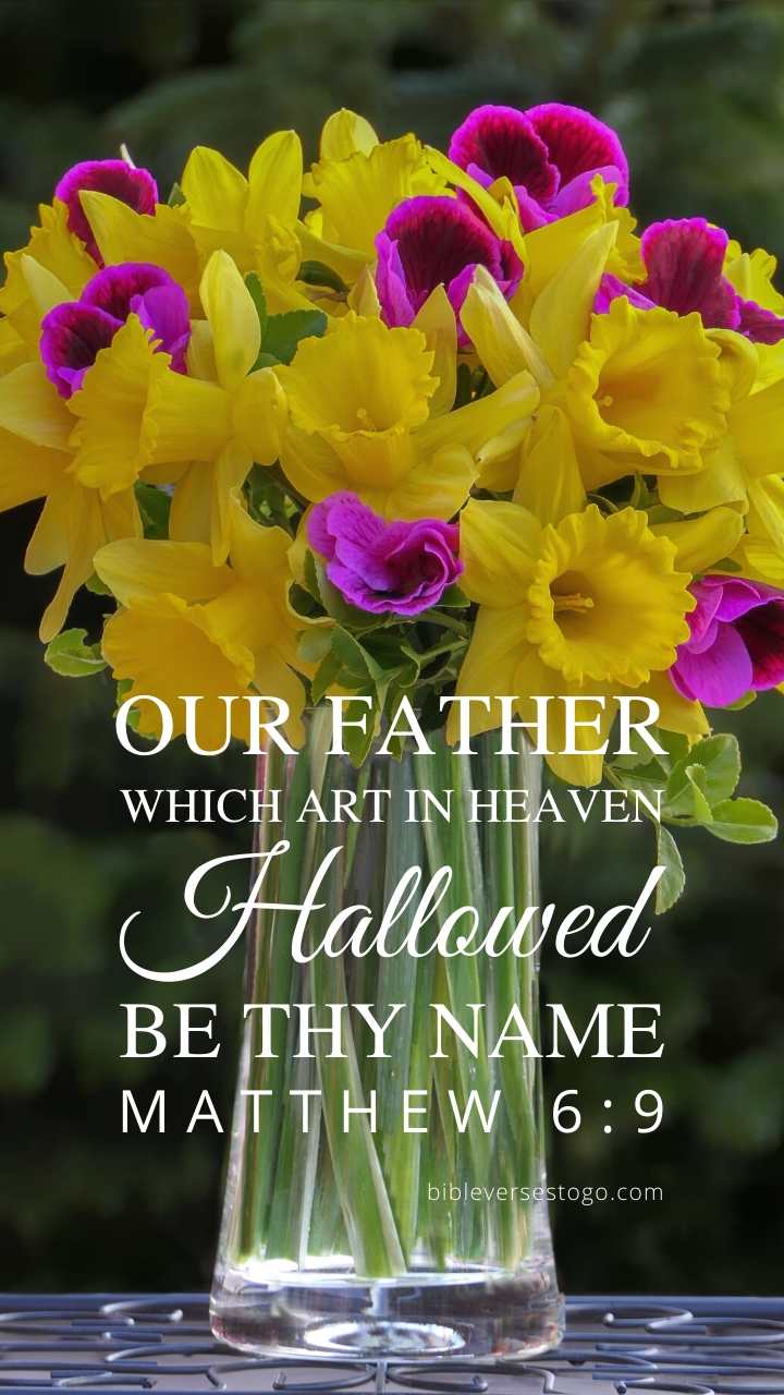 Christian Wallpaper - Daffodils Matthew 6:9 Lord&#39;s Prayer