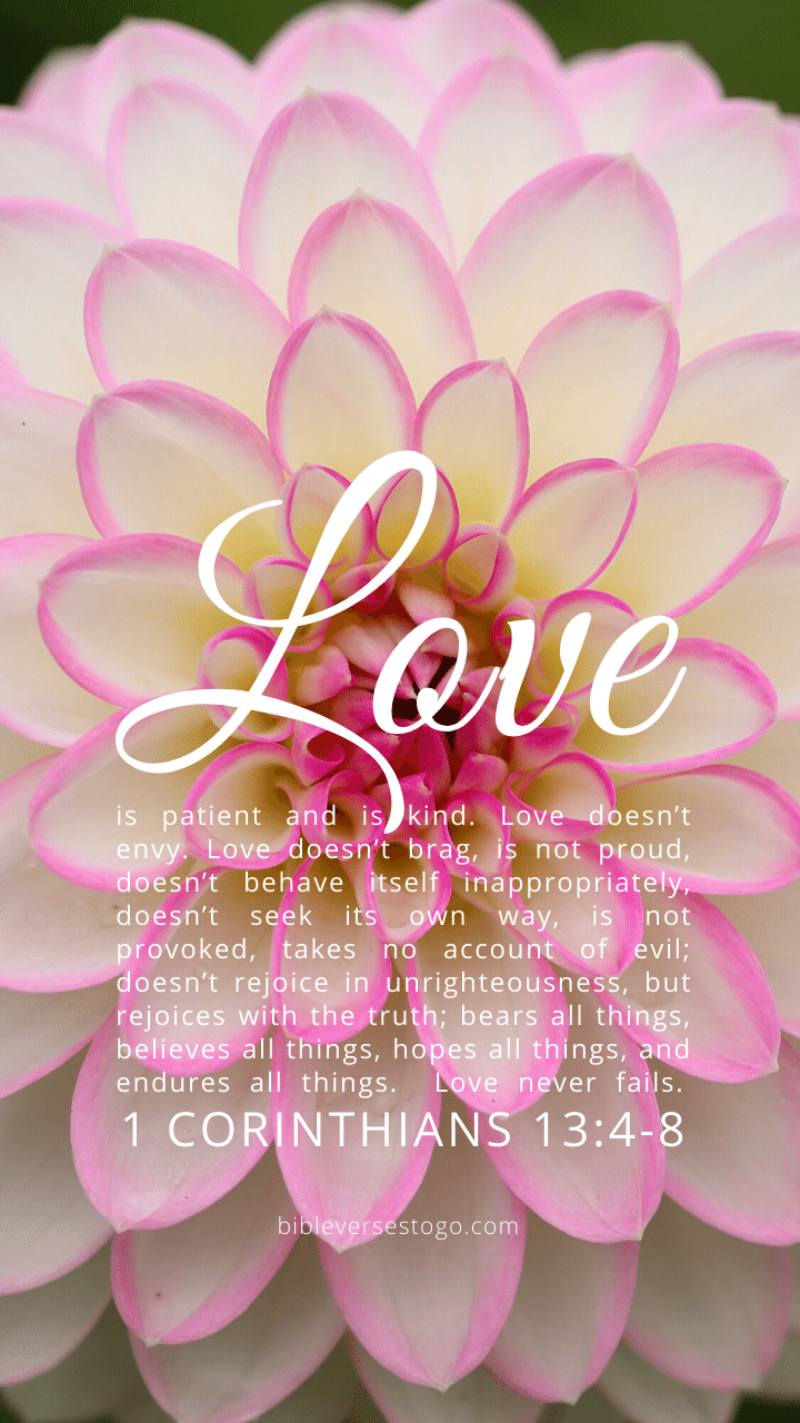 Christian Wallpaper – Dahlia 1 Corinthians 13:4-8