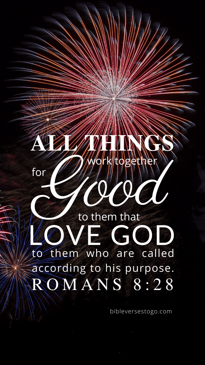 Christian Wallpaper – Fireworks Romans 8:28