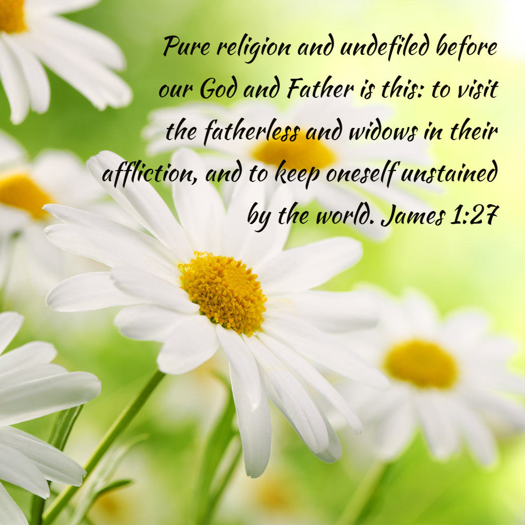 James 1:27 - Visit Fatherless and Widows - Bible Verses To Go
