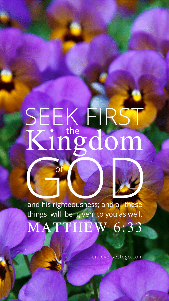 Christian Wallpaper – Pansies Matthew 6:33