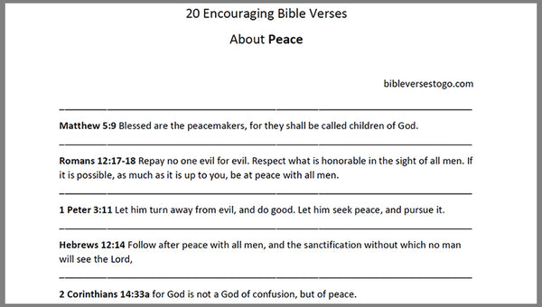 Bible Verses About Peace - DOWNLOAD - Bible Verses To Go