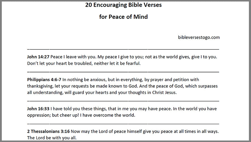 Peace of Mind Bible Verses