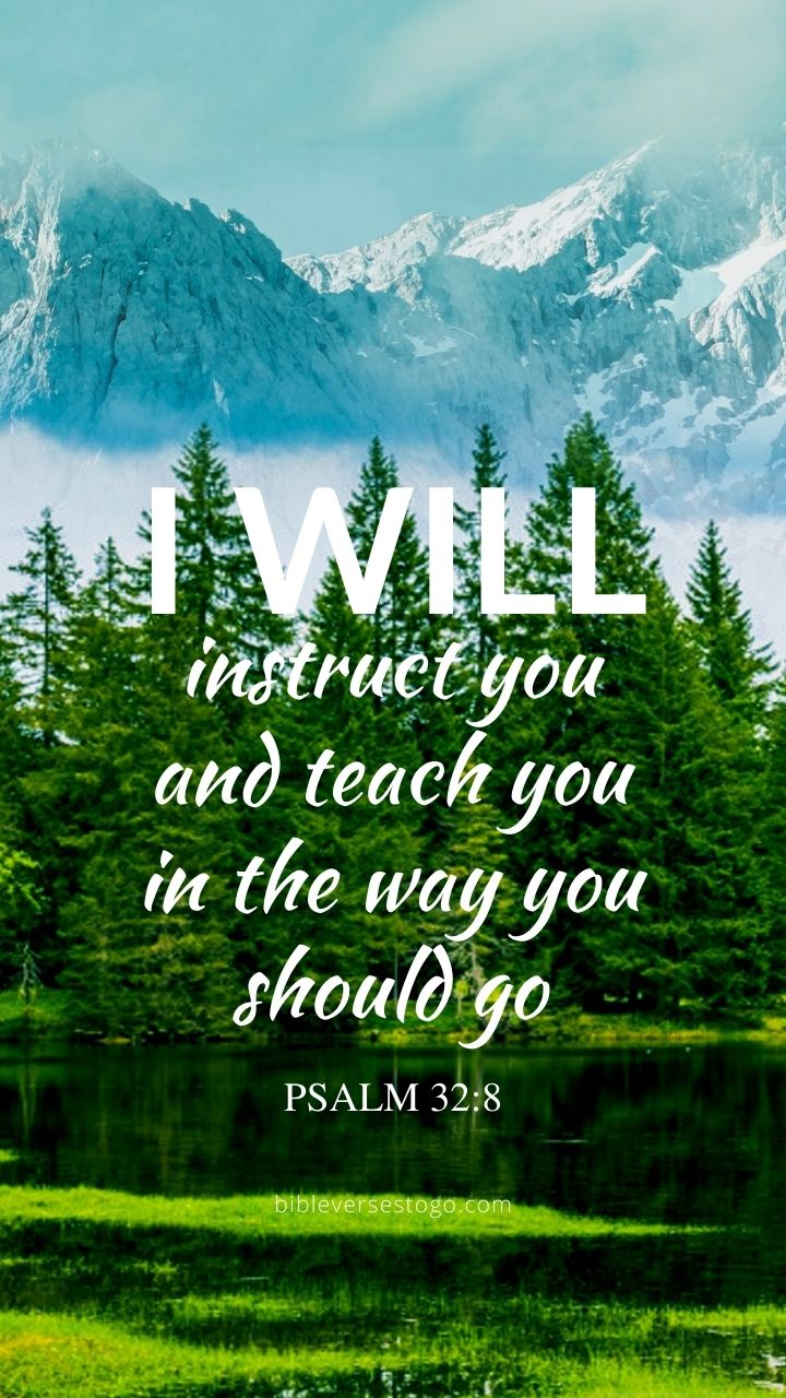 Christian Wallpaper - Pines n Snow Psalm 32:8