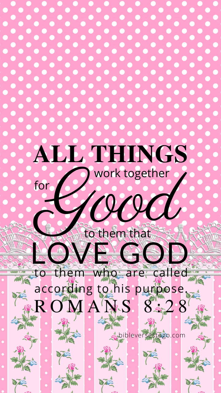 Christian Wallpaper – Pink Mix Romans 8:28