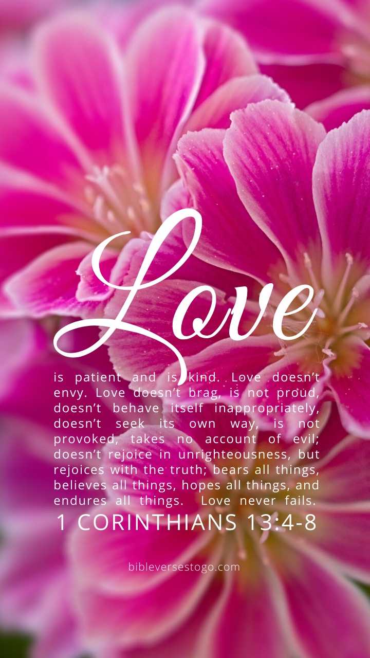 Christian Wallpaper – Pink Stripe 1 Corinthians 13:4-8