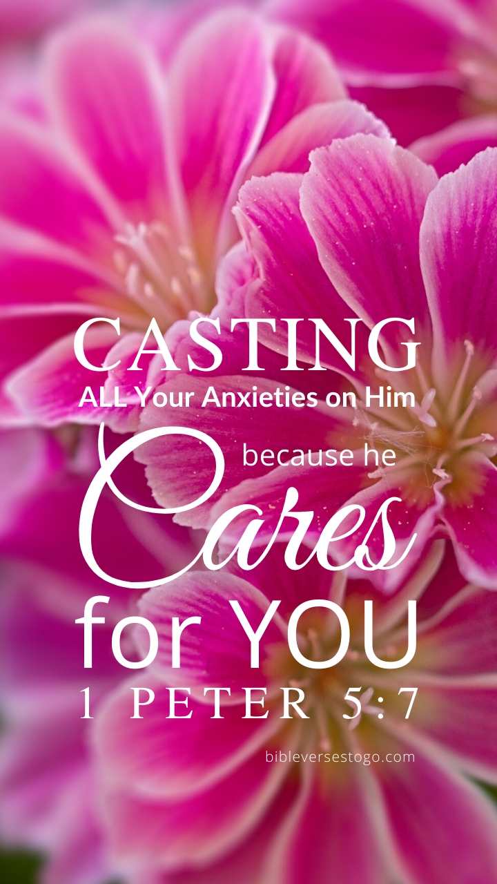 Christian Wallpaper – Pink Stripe 1 Peter 5:7