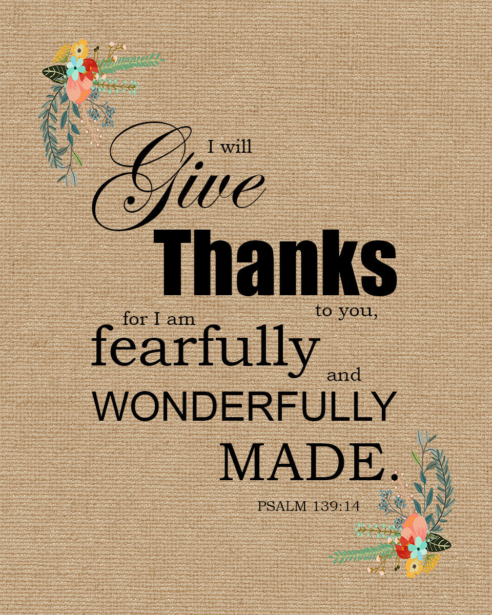 Psalm 139:14 - Wonderfully Made - Bible Verses To Go