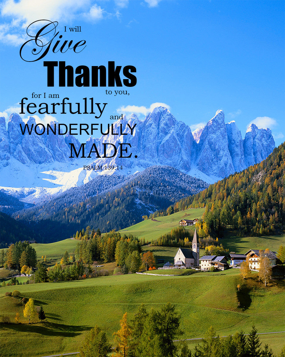 Psalm 139:14 - Wonderfully Made - Bible Verses To Go