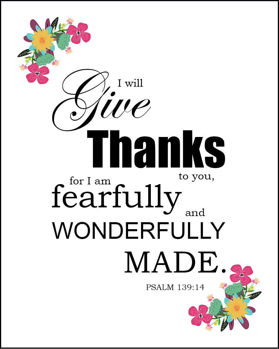 Psalm 139:14 - Wonderfully Made - Bible Verses To Go