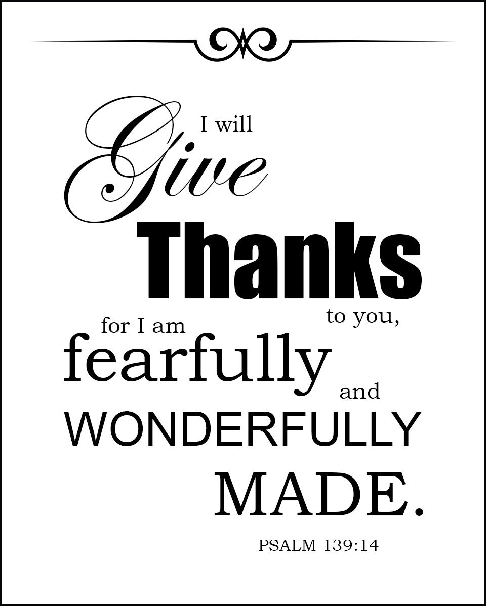 Psalm 139:14 - Wonderfully Made - Bible Verses To Go