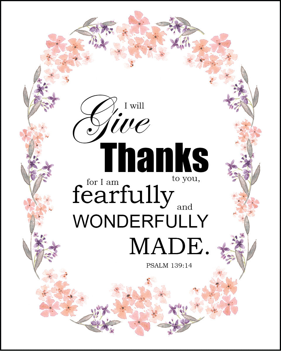 Psalm 139:14 - Wonderfully Made - Bible Verses To Go