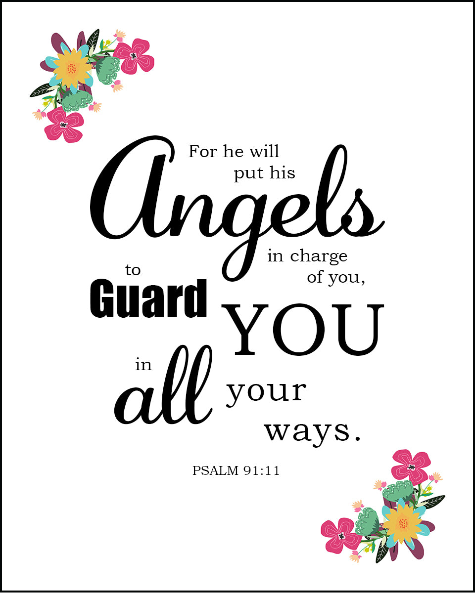 Psalm 91:11 - He Will Guard You - Bible Verses To Go