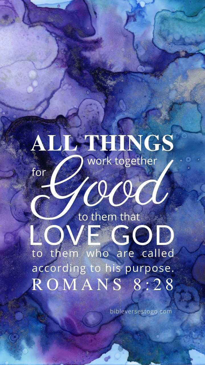 Christian Wallpaper – Purple Romans 8:28