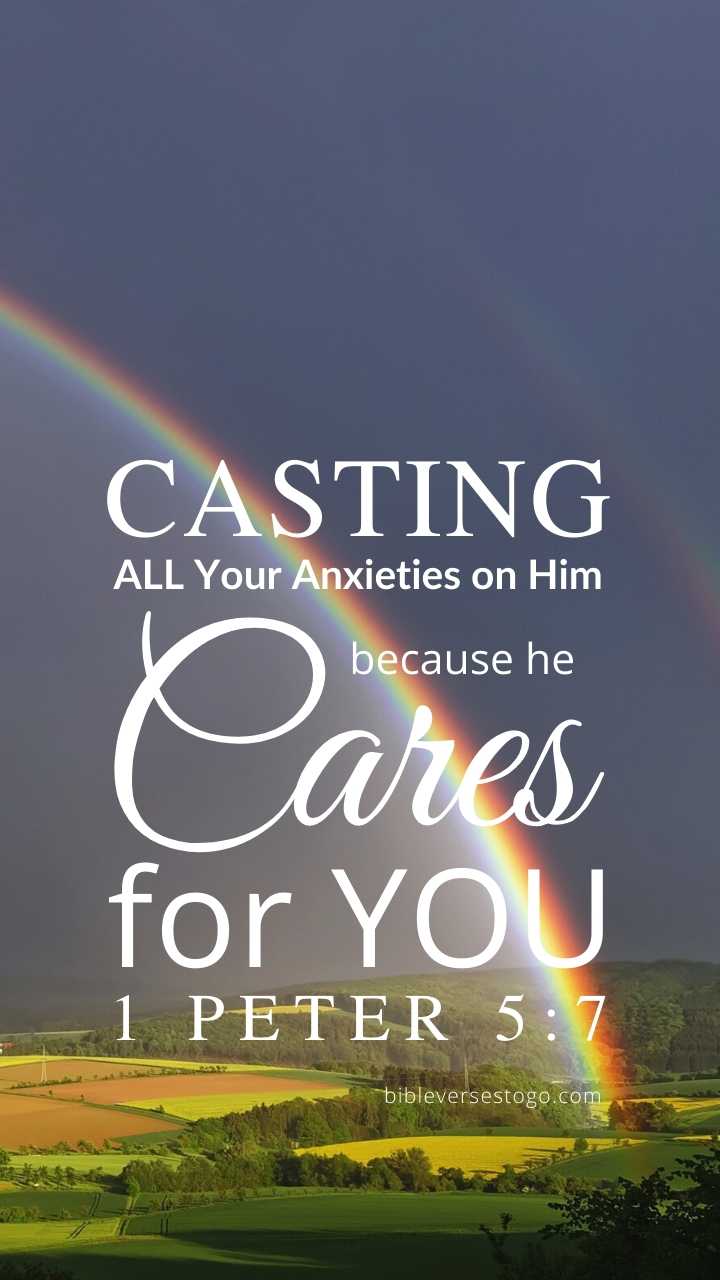 Christian Wallpaper – Rainbow 1 Peter 5:7