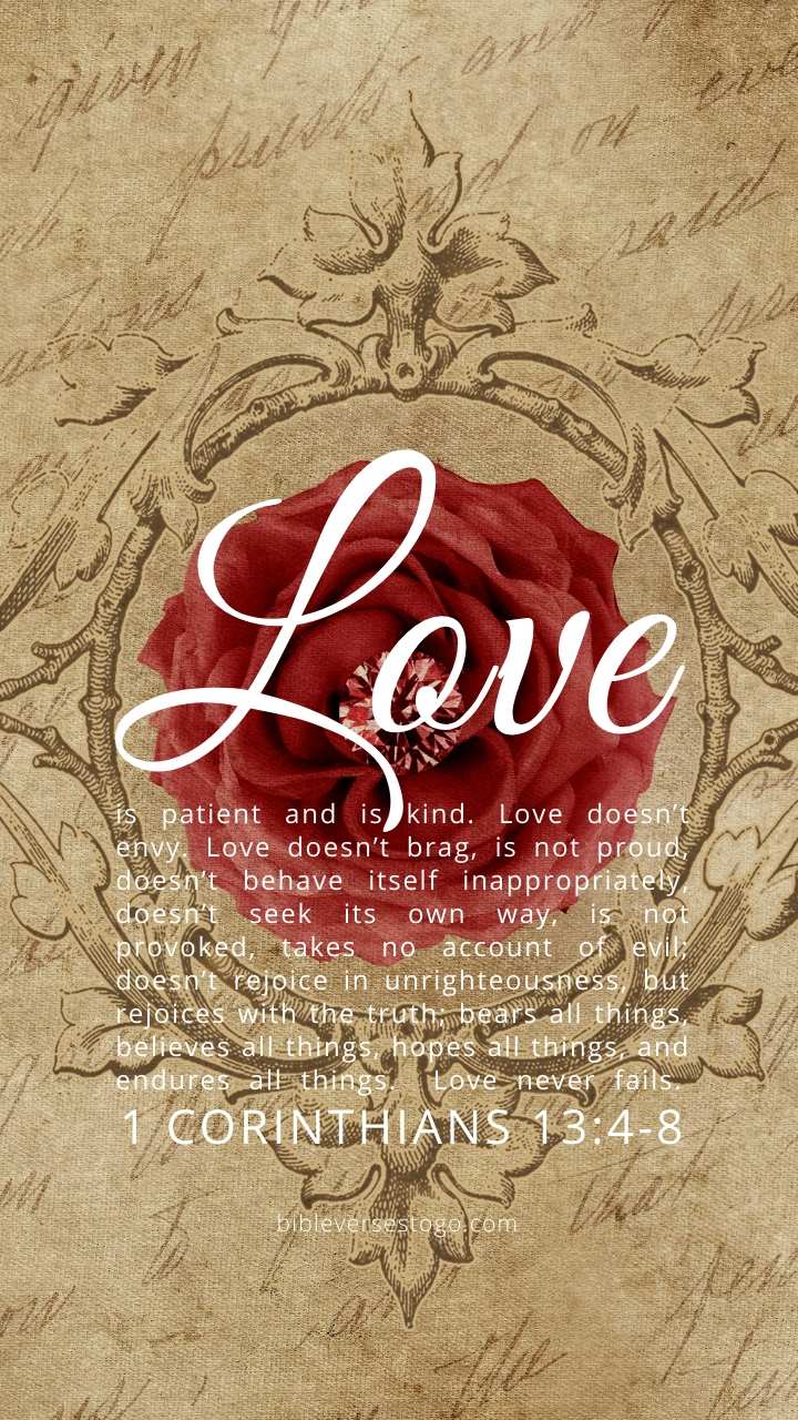 Christian Wallpaper – Rose Diamond 1 Corinthians 13:4-8
