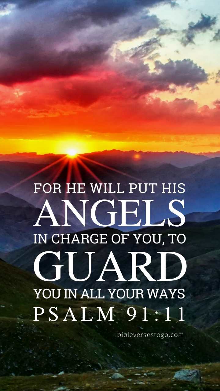 Christian Wallpaper - Sunset Rays Psalm 91:11