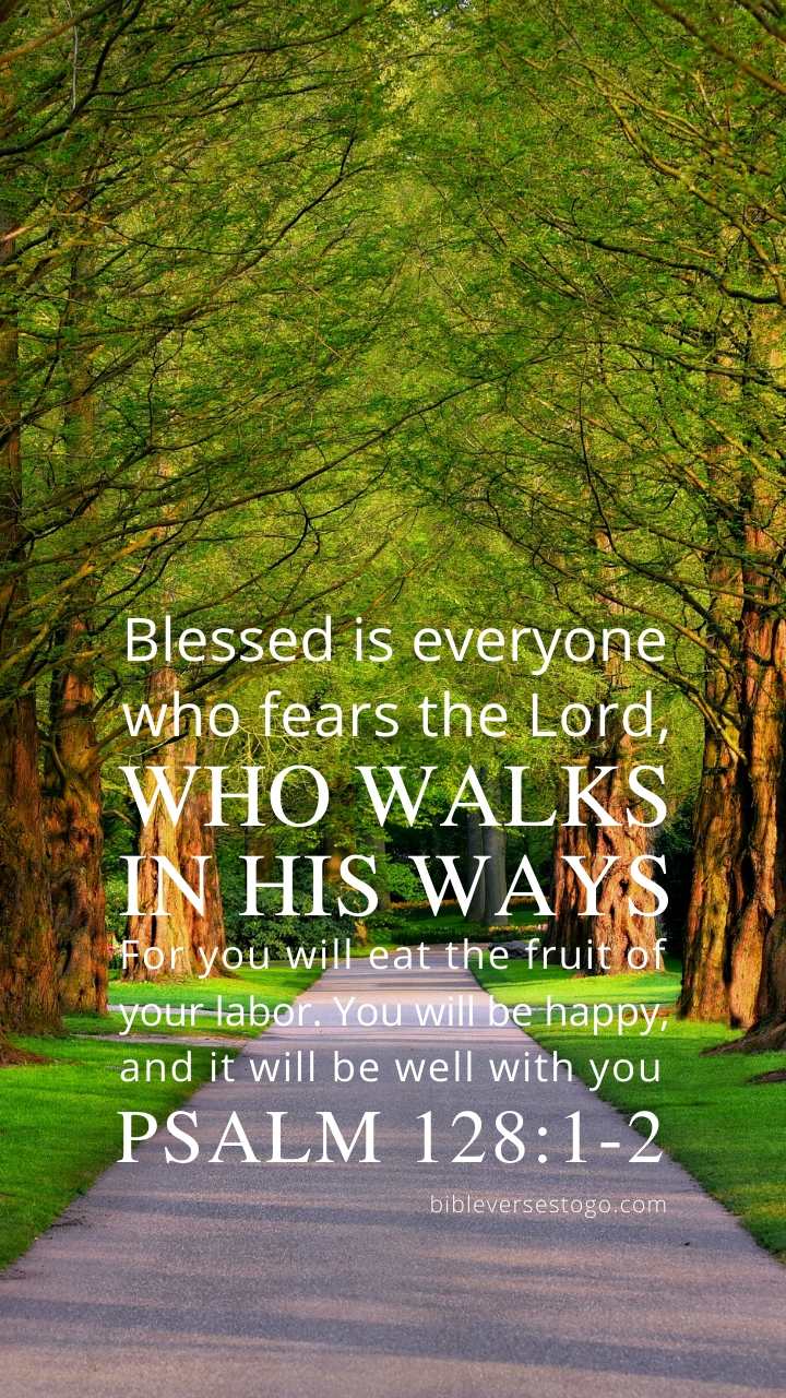 Christian Wallpaper - Tree Lane Psalm 128:1-2