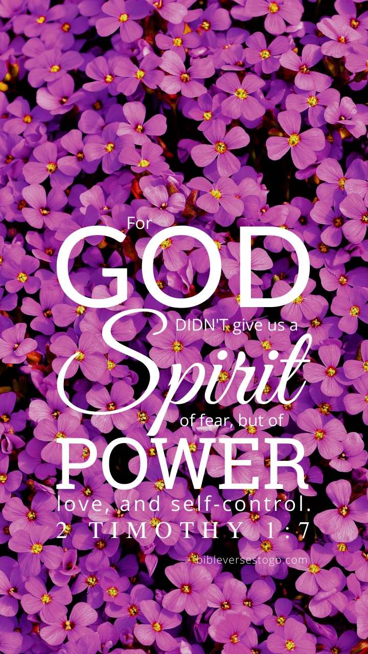 Christian Wallpaper – Violets 2 Timothy 1:7